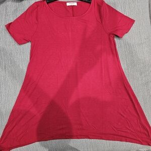 Zenana Red Short Sleeve A- Line Tops